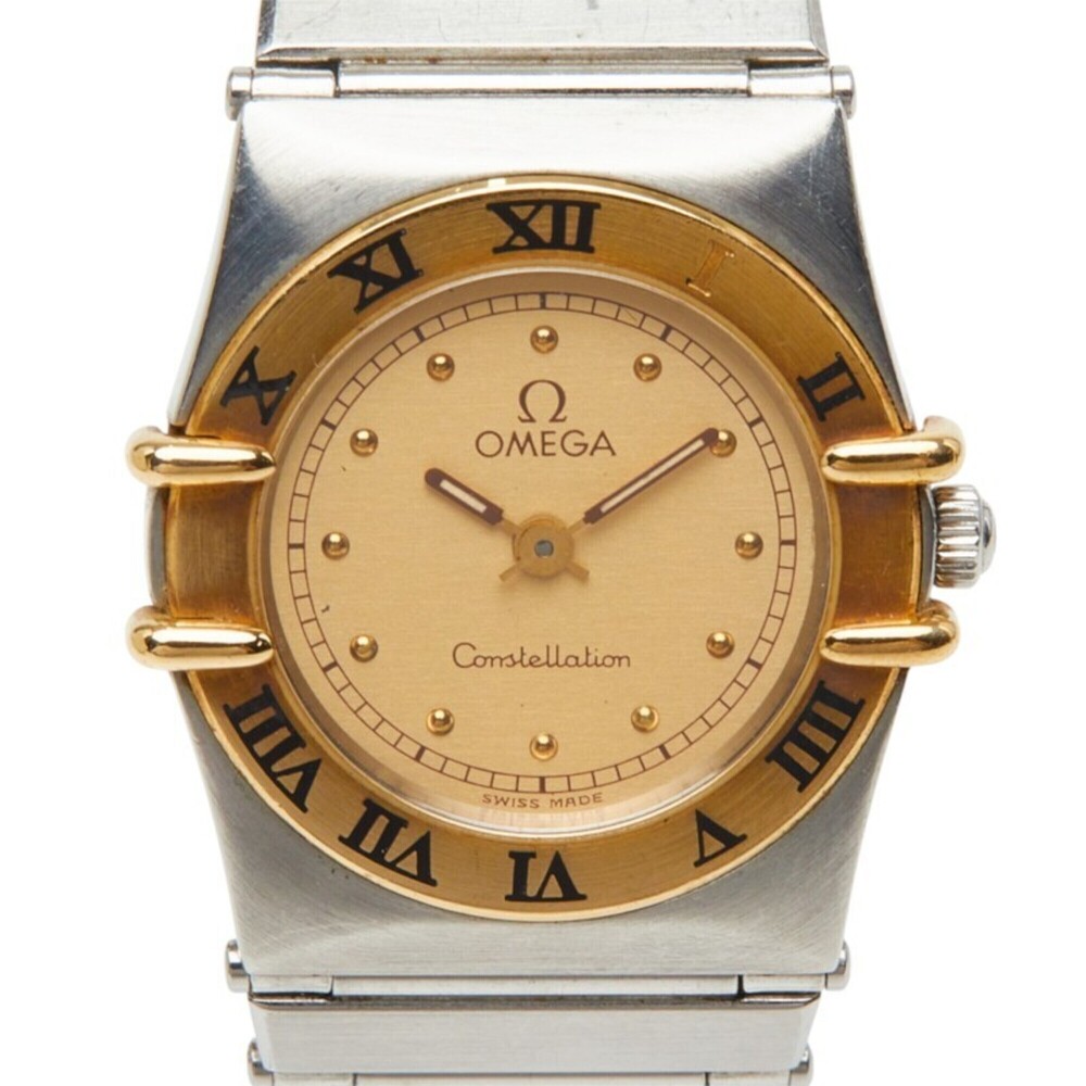 Omega Constellation Quartz Watch, Gold Dial, Stainless Steel, Yellow Gold, La...